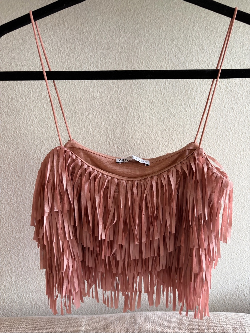 Zara crop fringe top